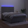 vidaXL Box spring postel s matrac&iacute; a LED světle &scaron;ed&aacute; 140x200 cm samet