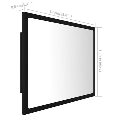 vidaXL LED koupelnové zrcadlo černé 60 x 8,5 x 37 cm akrylové