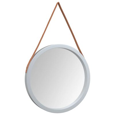 vidaXL Nástěnné zrcadlo s popruhem stříbrné Ø 55 cm