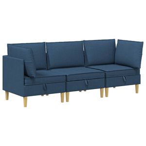 vidaXL Modul&aacute;rn&iacute; pohovka se storage 3 ks Modr&aacute; Textil