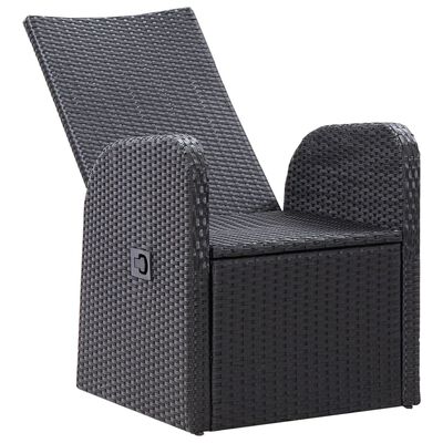 vidaXL Polohovatelné zahradní židle 2 ks s poduškami polyratan černé