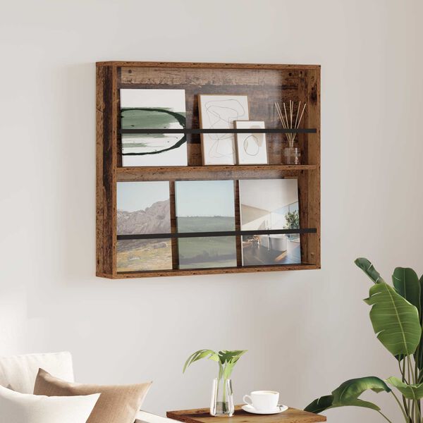 vidaXL Reg&aacute;l na časopisy Star&eacute; dřevo 80 x 12 x 70 cm kompozitn&iacute; dřevo