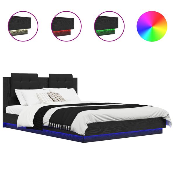 vidaXL R&aacute;m postele s čelem Čern&yacute; dub 140 x 200 cm kompozitn&iacute; dřevo