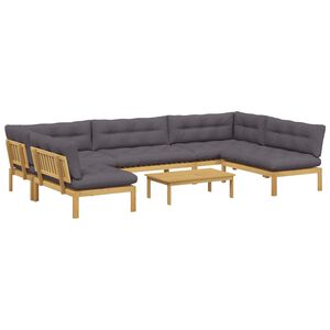 vidaXL 6 Kus Jednotky zahradn&iacute; paletov&eacute; pohovky Masivn&iacute; ak&aacute;tov&eacute; dřevo