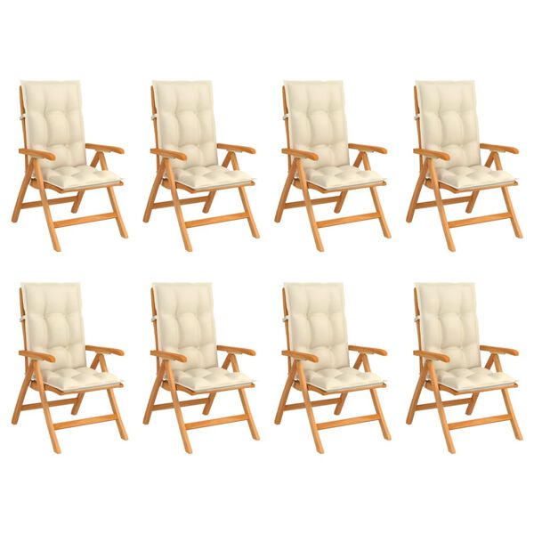 vidaXL Polohovac&iacute; zahradn&iacute; židle s podu&scaron;kami 8 ks masivn&iacute; teak