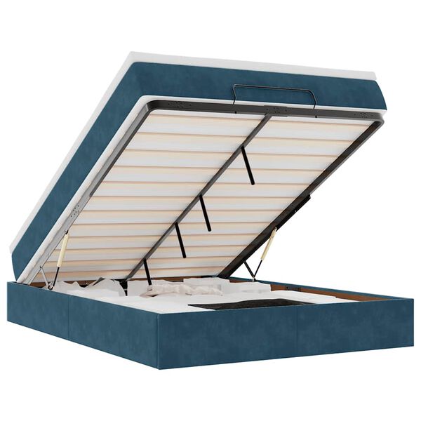 vidaXL Osmansk&yacute; r&aacute;m postele s matrac&iacute; tmavě modr&aacute; 140x190cm samet