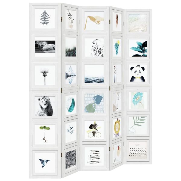 vidaXL Parav&aacute;n 5d&iacute;ln&yacute; b&iacute;l&yacute; masivn&iacute; dřevo pavlovnie