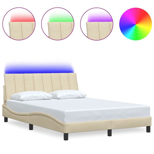 vidaXL R&aacute;m postele bez matrace Hanko kr&eacute;mov&yacute; 140 x 200 cm textil