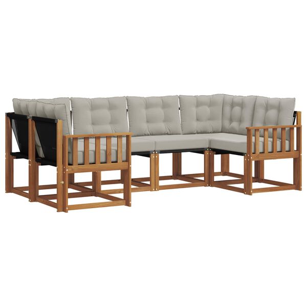 vidaXL Venkovn&iacute; pohovkov&aacute; souprava 6 pcs Př&iacute;rodn&iacute; a světle &scaron;ed&aacute;