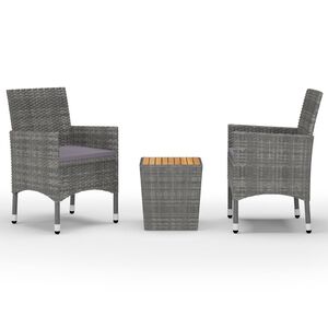 vidaXL 3d&iacute;ln&yacute; bistro set polyratan a ak&aacute;ciov&eacute; dřevo &scaron;ed&yacute;