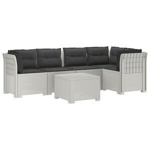 vidaXL 5-m&iacute;stn&eacute; Zahradn&iacute; Sofa s Pol&scaron;t&aacute;ři ve Vzhledu Ratan PP B&iacute;l&aacute;