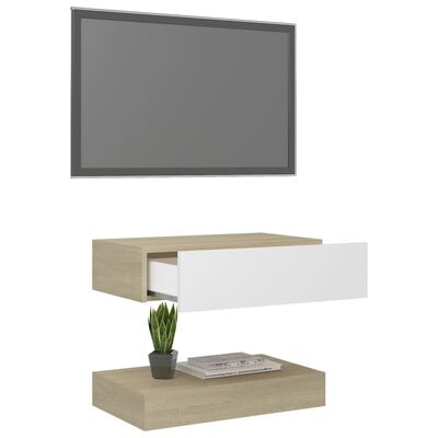 vidaXL TV skříňka s LED osvětlením bílá a dub sonoma 60 x 35 cm