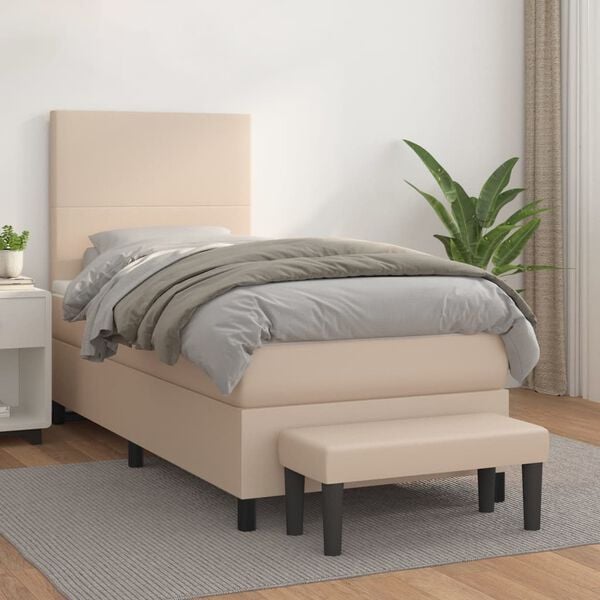 vidaXL Box spring postel s matrac&iacute; cappuccino 80 x 200 cm uměl&aacute; kůže