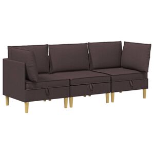 vidaXL Modul&aacute;rn&iacute; pohovka se storage 3 ks Tmavě hněd&aacute; Textil