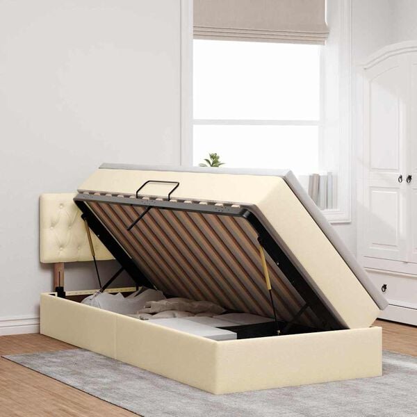 vidaXL Postel s &uacute;ložn&yacute;m prostorem a matrac&iacute; s čelo Kr&eacute;mov&aacute; 90 x 190 cm