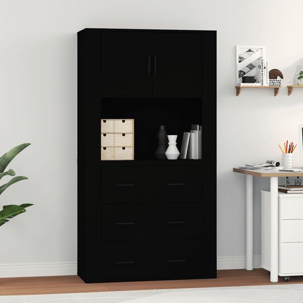vidaXL Skř&iacute;ň highboard čern&aacute; kompozitn&iacute; dřevo