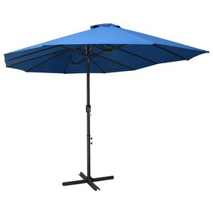 vidaXL Zahradn&iacute; slunečn&iacute;k s hlin&iacute;kovou tyč&iacute; 460 x 270 cm modr&yacute;