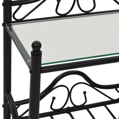 vidaXL Noční stolek z oceli a tvrzeného skla 45 x 30,5 x 60 cm černý