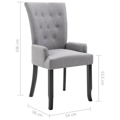 vidaXL Jídelní židle s područkami světle šedá textil