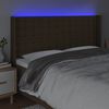 vidaXL Čelo postele s LED tmavě hněd&eacute; 183 x 16 x 118/128 cm textil