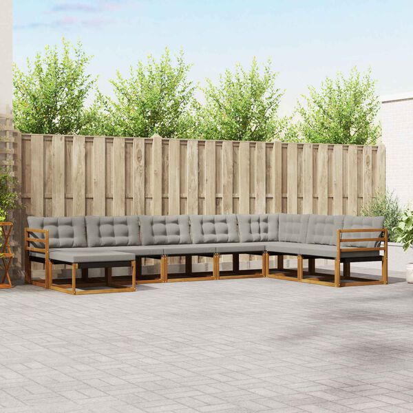 vidaXL Venkovn&iacute; pohovkov&aacute; souprava 8 pcs Př&iacute;rodn&iacute; a světle &scaron;ed&aacute;