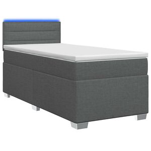 vidaXL Box spring postel s matrac&iacute; a LED Tmavě &scaron;ed&aacute; 80 x 200 cm Textil
