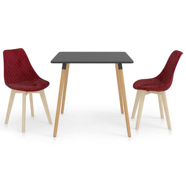 vidaXL 3dílný jídelní set vínový