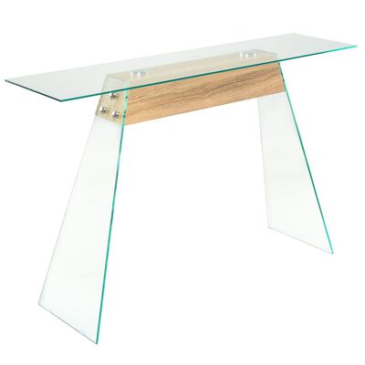 vidaXL Konzolový stolek z MDF a skla 120 x 30 x 76 cm dubový odstín