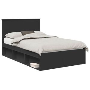 vidaXL R&aacute;m postele se z&aacute;suvkou Čern&aacute; 135 x 190 cm Masivn&iacute; borov&eacute; dřevo