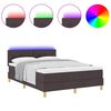 vidaXL LED box pružinová postel s čelo Tmavě hnědá 140 x 200 cm textil