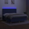 vidaXL Box spring postel s matrac&iacute; a LED modr&aacute; 160x200 cm textil