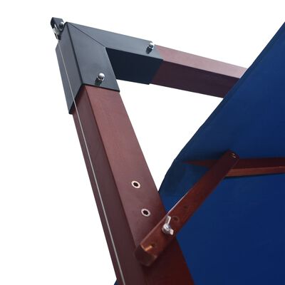 vidaXL Závěsný slunečník s dřevěnou tyčí 400 x 300 cm modrý