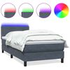 vidaXL Box spring postel s matrac&iacute; a LED tmavě &scaron;ed&aacute; 80x220 cm samet
