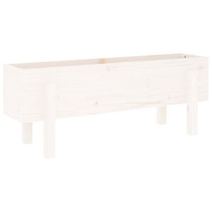 vidaXL Zahradn&iacute; vyv&yacute;&scaron;en&yacute; z&aacute;hon b&iacute;l&yacute; 101 x 30 x 38 cm masivn&iacute; borovice