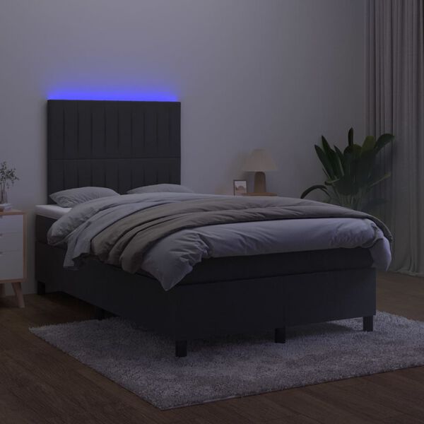 vidaXL Box spring postel s matrac&iacute; a LED čern&aacute; 120x200 cm samet