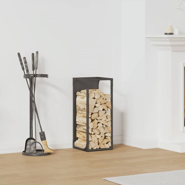 vidaXL Stojan na palivov&eacute; dřevo čern&yacute; Ocel v&aacute;lcovan&aacute; za studena