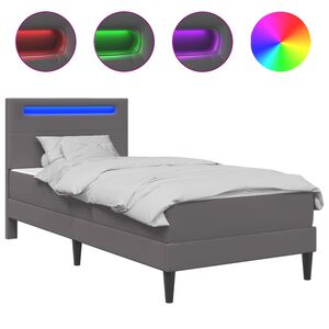 vidaXL R&aacute;m postele s LED p&aacute;sky s čelo &Scaron;ed&aacute; 100 x 200 cm Uměl&aacute; kůže
