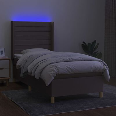 vidaXL Box spring postel s matrací a LED taupe 80 x 200 cm textil