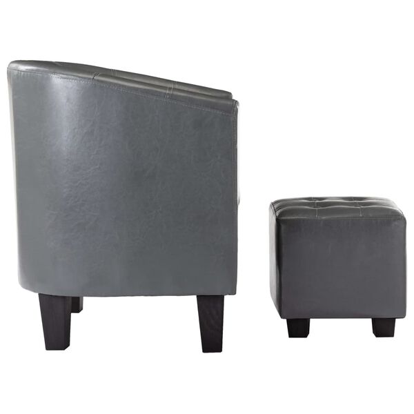 vidaXL Klubov&eacute; křeslo s podnožkou &scaron;ed&eacute; uměl&aacute; kůže