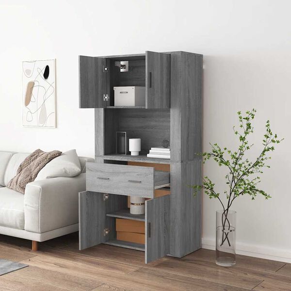 vidaXL Skř&iacute;ň highboard &scaron;ed&aacute; sonoma kompozitn&iacute; dřevo