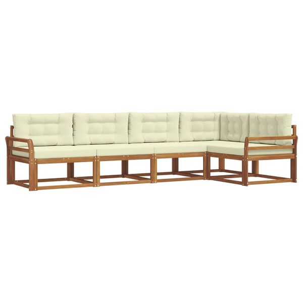 vidaXL Venkovn&iacute; pohovkov&aacute; souprava 5 pcs Přirozen&aacute; a Kr&eacute;mov&aacute;