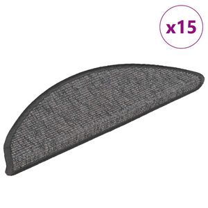 vidaXL Schodov&eacute; rohože 15 ks 56 x 17 x 3 cm b&eacute;žovo-&scaron;ed&eacute;, půlkulat&eacute;