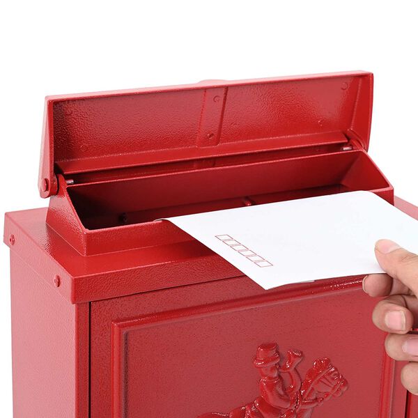 vidaXL N&aacute;stěnn&aacute; po&scaron;tovn&iacute; schr&aacute;nka s &uacute;loži&scaron;těm Červen&aacute; 29 x 13 x 41 cm