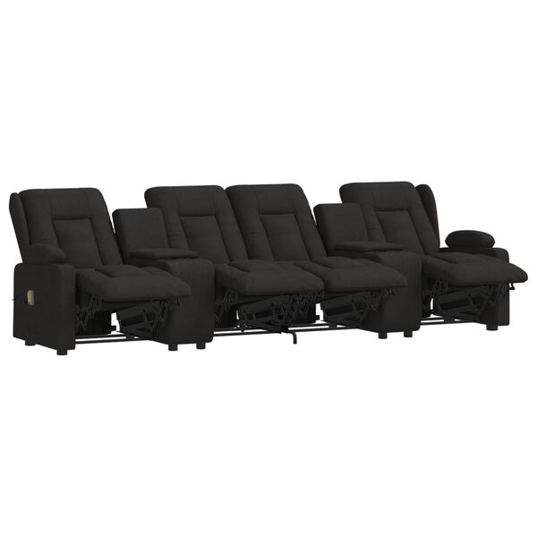 vidaXL 4místné masážní polohovací křeslo s držáky nápojů černé textil