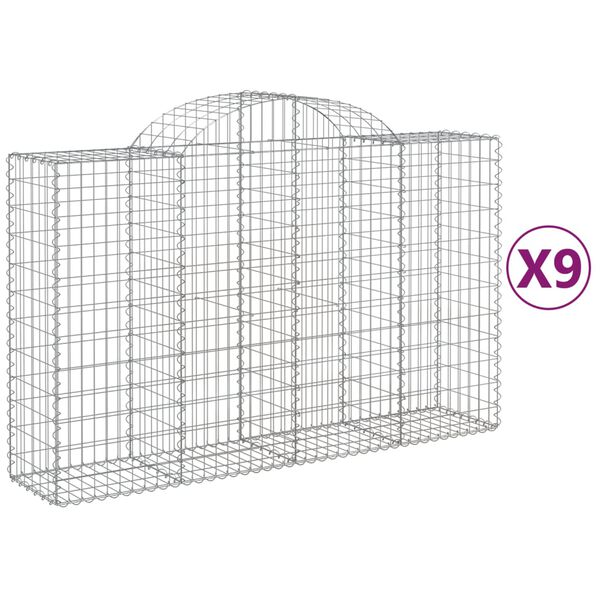 vidaXL Klenut&eacute; gabionov&eacute; ko&scaron;e 9 ks 200x50x120/140cm pozinkovan&eacute; železo