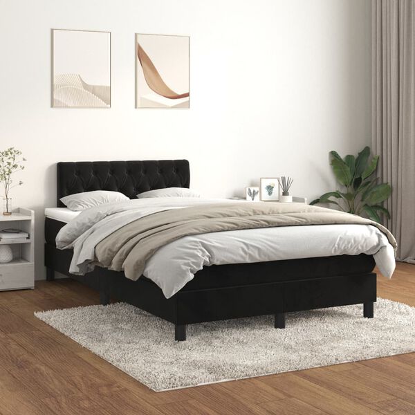 vidaXL Box spring postel s matrac&iacute; čern&aacute; 120 x 200 cm samet