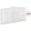vidaXL Klenut&eacute; gabionov&eacute; ko&scaron;e 15ks 400x50x200/220cm pozinkovan&eacute; železo