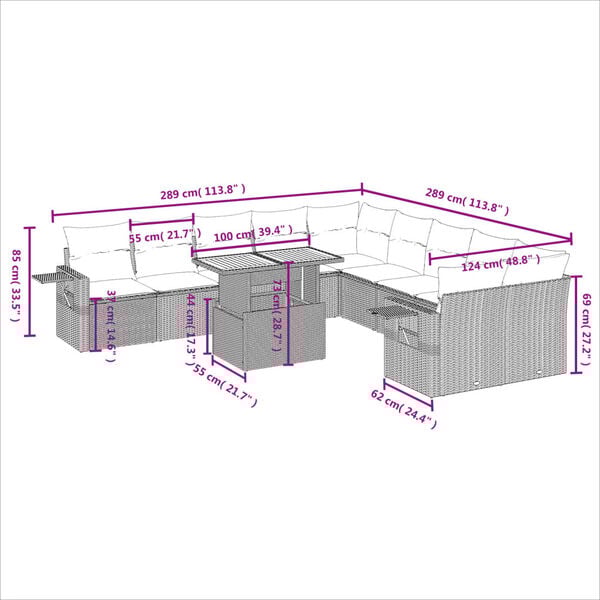 vidaXL 11d&iacute;ln&yacute; zahradn&iacute; sedac&iacute; souprava s podu&scaron;kami b&eacute;žov&yacute; polyratan