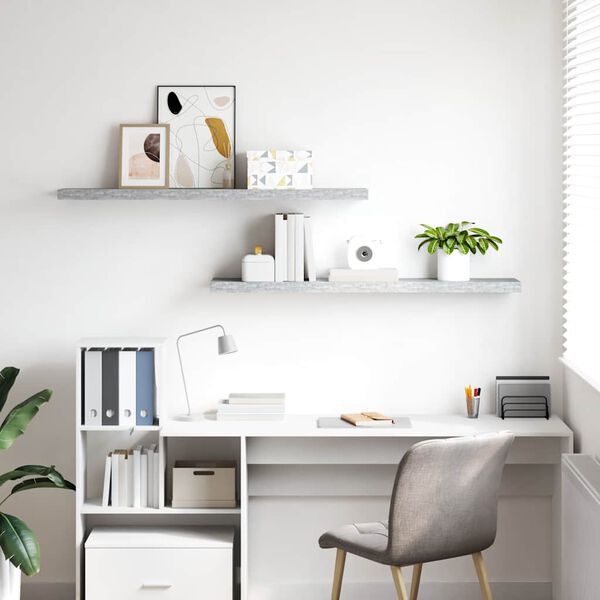 vidaXL Plovouc&iacute; n&aacute;stěnn&eacute; police 2 ks betonově &scaron;ed&eacute; 120x23,5x3,8 cm MDF