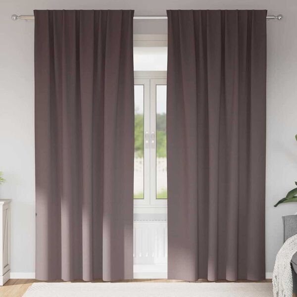 vidaXL Z&aacute;věsy na zatemněn&iacute; s kroužky 2 pcs Tmavě hněd&aacute; 260 x 140 cm